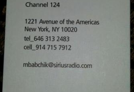 Sirius XM: Does that Umbrella Come with a Pink Slip for Babchik? The business card Babchik was handing out at Comic Con while doing his sexual violence thing against Asian women
